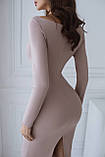Плаття з глибоким декольте Люкс капучино (різні кольори) XS S M L, фото 4
