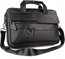 Чоловіча шкіряна сумка-портфель для ноутбука та документів SK N4322 чорна