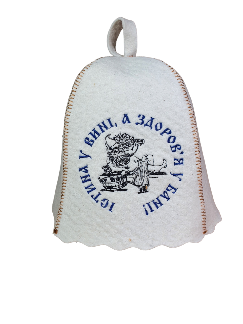 Шапка для сауни з вишивкою 'Істина у вині а здоров'я в бані! ', Saunapro