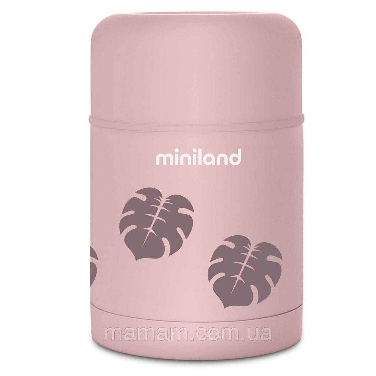Дитячий термос для їжі Miniland Silky Thermos на 600 мл Terra Leaves, фото 1