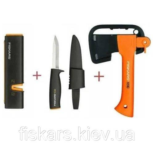 Набір подарунковий Fiskars Fireplace Set (Сокира X5 + Ніж K40 + точилка Xsharp) (1057913)