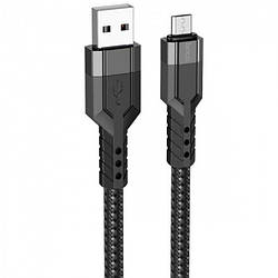 Кабель для заряджання телефонів USB — Micro USB HOCO U110 Extra Durability 2.4A, Чорний