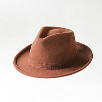 Фетровая молодежная шляпа стиль мужской поля 7 см коричневый