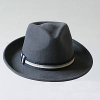 Фетровая молодежная шляпа стиль мужской поля 7 см тёмно-серая