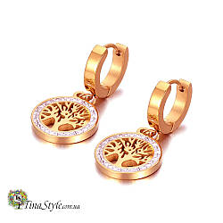 Сережки кільця класичні золото бренд під Bvlgari , медична сталь