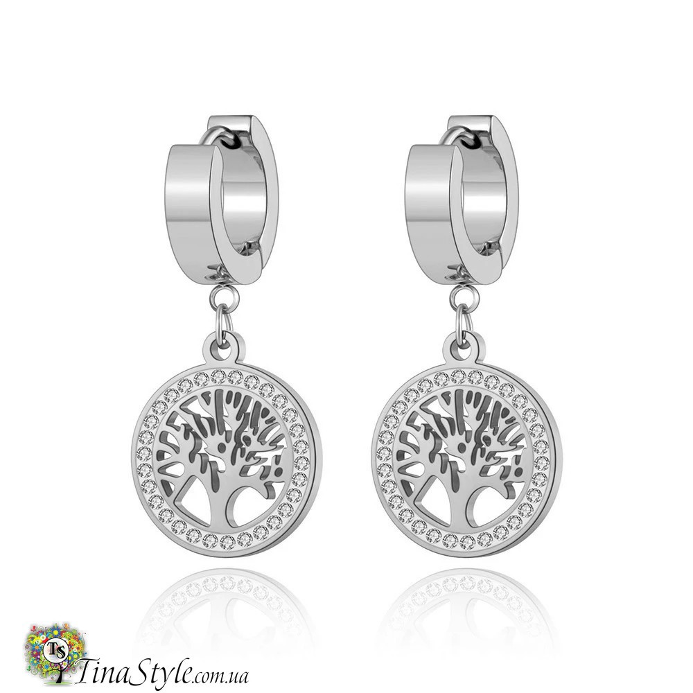 Сережки кільця класичні срібло  бренд під Bvlgari , медична сталь, фото 1