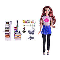 Детская игрушечная кукла типа Барби Bambi с набором продуктов, девочке от 3 лет, 32 см., коричневая
