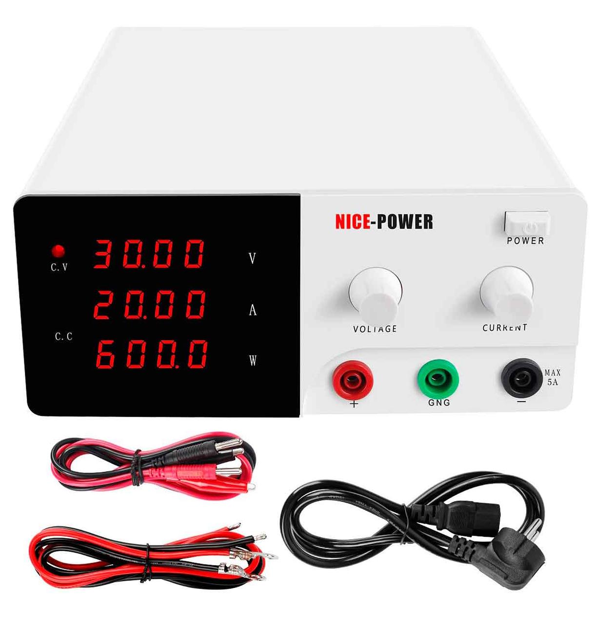 NicePower R-SPS3020 імпульсний лабораторний блок живлення: 0-30В, 0-20А, потужність 600 Вт