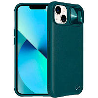 Кожаная накладка Nillkin Camshield Leather (шторка на камеру) для Apple iPhone 13 (6.1") Зеленый / Green