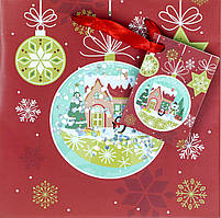 Пакет подарунковий кольор. 16х16х7см Новий рік №2452/Мандарин/(12)