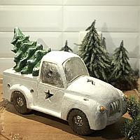 Новогодняя Машинка фигурка под елку с диодной подсветкой 40 см керамика