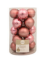 Маленькі кульки на ялинку 4 см House of Seasons, скляні ялинкові іграшки, набір куль 20 шт, Темно-рожевий