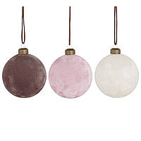 Набор елочных стеклянных бархатных шариков House of Seasons 12 шт, 8 см, Бордовый, розовый, белый матовый