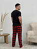 Домашня піжама для чоловіків COSY із фланелі (штани+футболка чорна) червоно/чорні, фото 2
