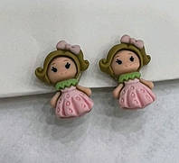 Дитячі кліпси сережки сережки (без проколювання) для принцеси дівчинка лялечка рожева