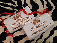 Махровые именные полотенца в подарок паре