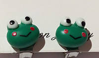 Детские клипсы серьги сережки (без прокола) для принцессы лягушки жабки зеленая