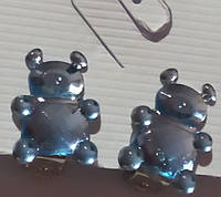 Детские клипсы серьги сережки (без прокола) для принцессы мишка медведь бирюзово голубые  пластик