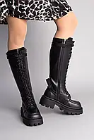Жіночі демісезонні чоботи ShoesBand Чорні натуральні шкіряні на вузьку/середню стопу всередині байка 40 (26,5 см) (Ѕ59671д)