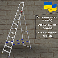 Алюмінієва драбина-стрем'янка одностороння на 9 сходинок