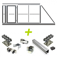 Комплект откатных ворот КСС (Свари сам) с калиткой внутри на проем 3 метра, длина створки 5 метров 1.9,