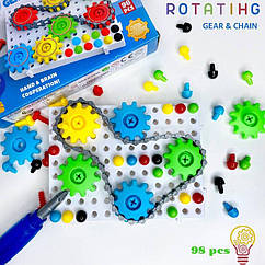 Дитяча мозаїка - конструктор 37808 з шестернями та викруткою 96 елементів