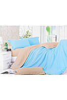Комплект постельного белья голубой с бежевым полуторка 152457S