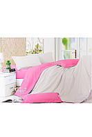 Комплект постельного белья пудра с розовым полуторка 152461S