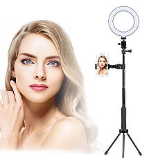Світлодіодна кільцева LED лампа від павер банку NZY MY100 (Kit3) 6" з тримачем Чорний, фото 5