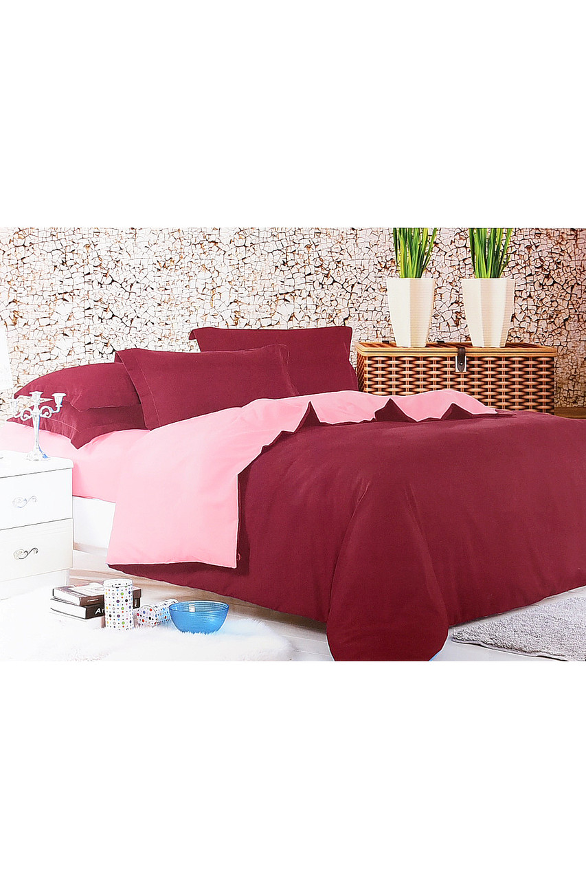 Комплект постільної білизни бордовий з рожевим півторка 152460P, фото 1