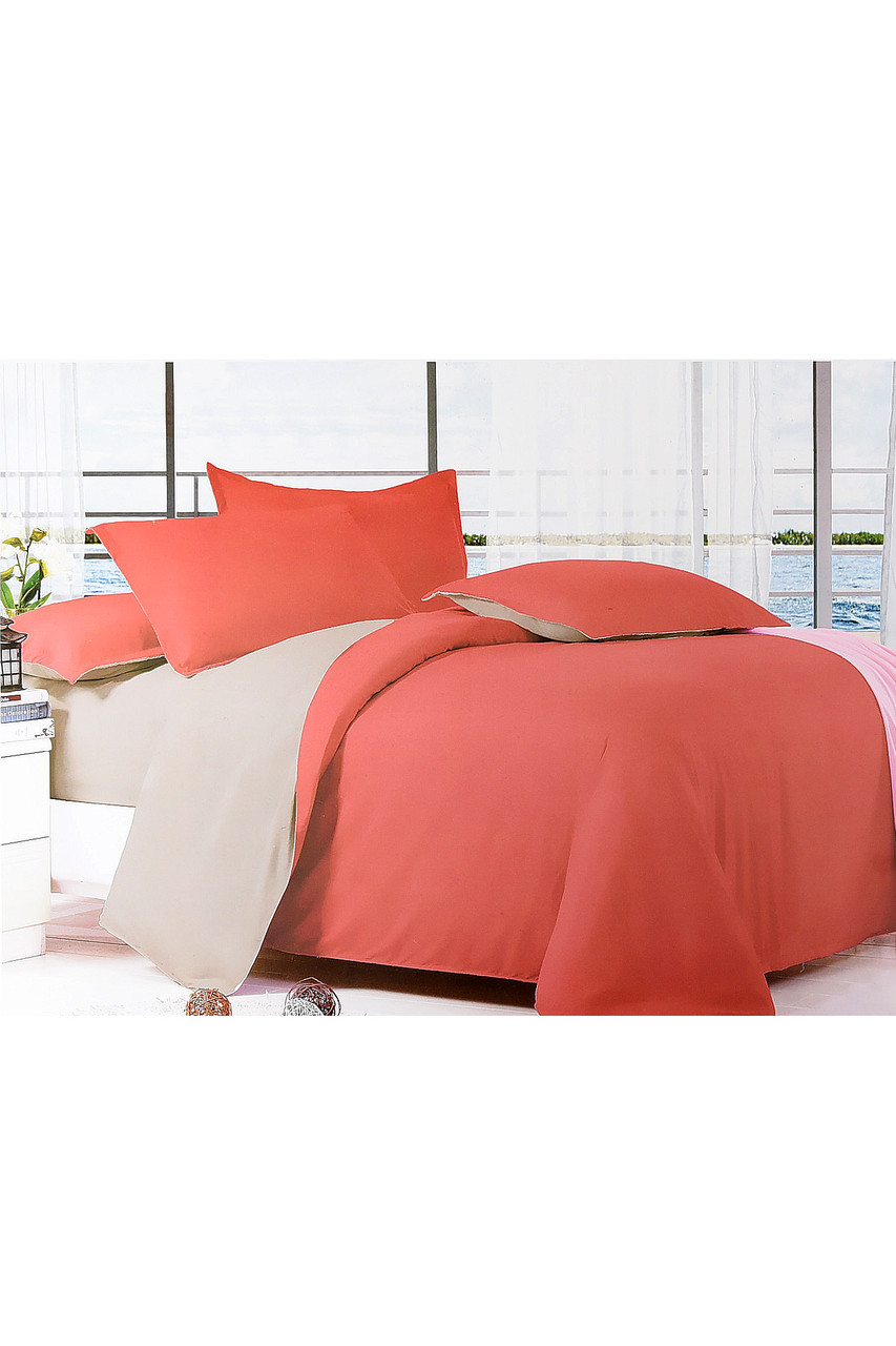 Комплект постільної білизни теракотовий з сірим півторка 152466P, фото 1