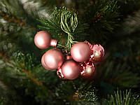 Елочные стеклянные шарики-гроздья "House of Seasons", темно-розовые Ø 2 см