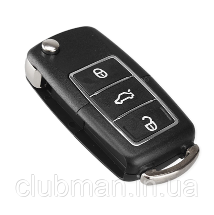 Корпус ключа для Skoda (Шкода) 3 ХРОМ кнопки, Без леза ключа, корпус на три частини, фото 1