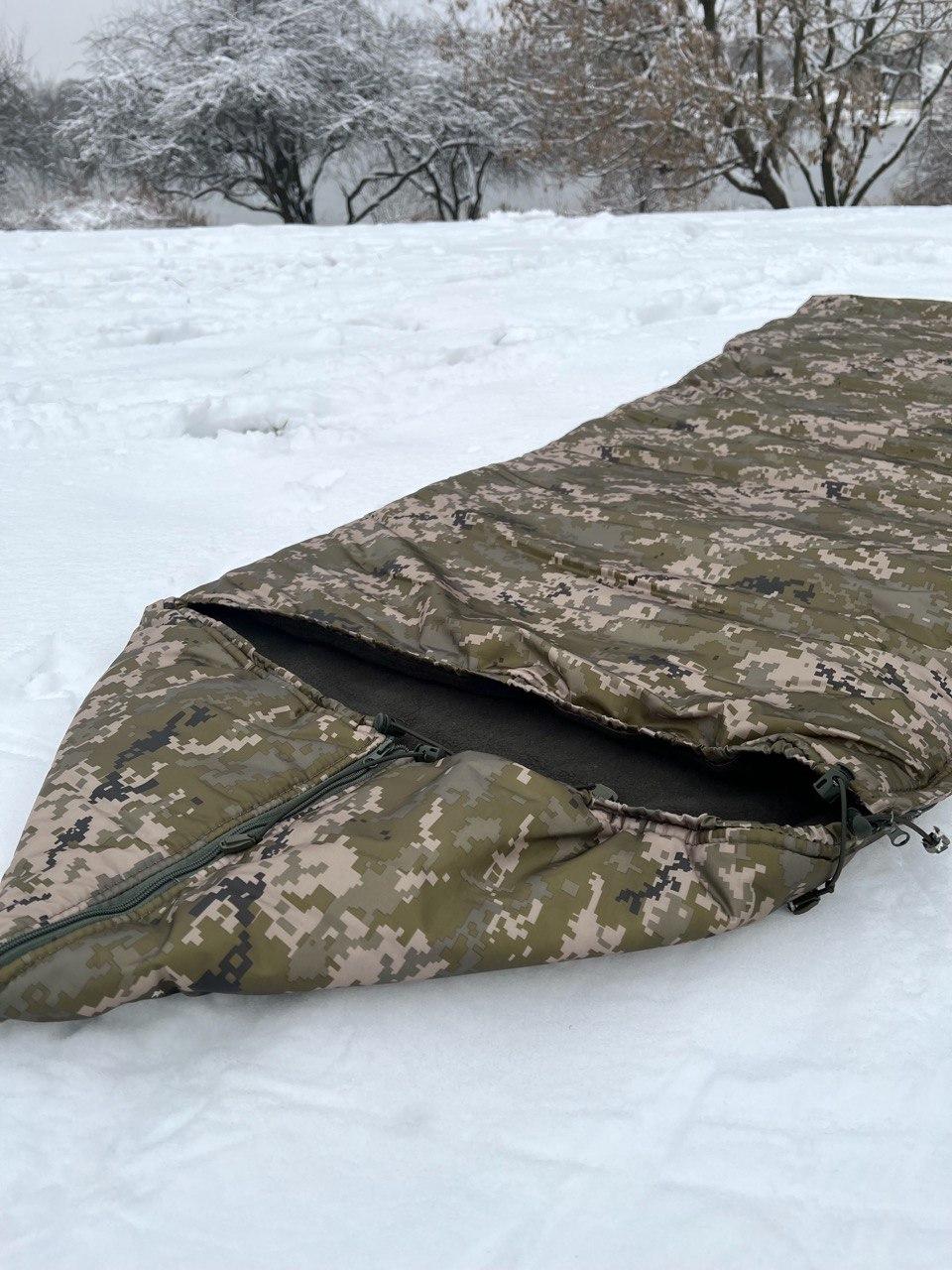 Зимовий спальний мішок теплий із синтепоном та флісом. Піксель