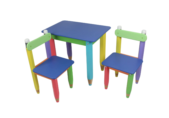 Дитячі столи комплект | дитячий набір 60х40 з  2 стільчиками  (колір стільниці  синій)