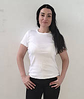 Однотонна футболка бавовняна для жінок, білі базові жіночі футболки