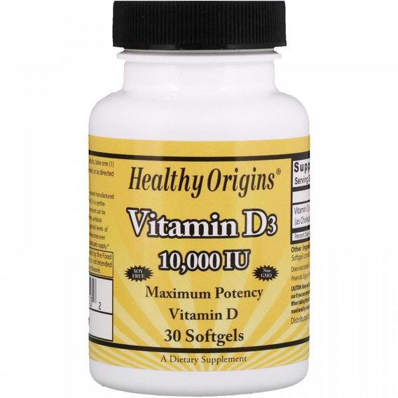 Витамин D Healthy Origins Vitamin D3 10,000 IU 30 Softgels — Купить ...