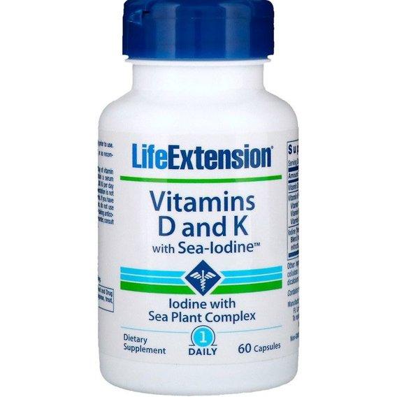 Комплекс Вітамін D3+K2 Life Extension Vitamins D and K with SeaIodine