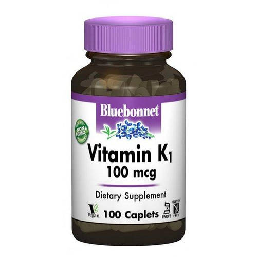 Купить Витамин K Bluebonnet Nutrition Vitamin К1 100 mcg 100 Caplets ...