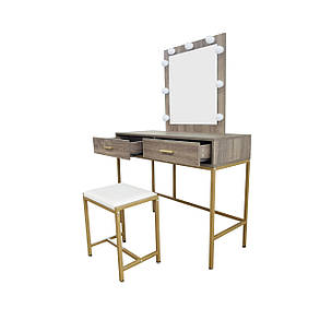 Туалетний, косметичний столик + табурет з підсвіткою AVKO ADT13 Grey Walnut, фото 2