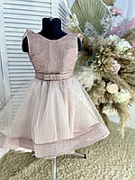 Платье детское розовое блестящее с бантом