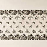 Ажурне мереживо вишивка на сітці: чорна нитка  на сітці відтінка айворі, ширина 24 см, фото 7