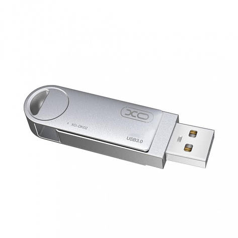 Флеш-накопичувач XO DK02 USB3.0 rotating Flash Disk16 GB Silver, фото 1