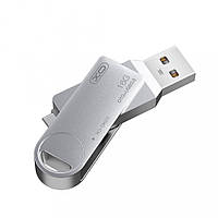 Флеш-накопитель XO DK03 USB3.0 + Type-c rotating Flash Disk 128 GB Silver