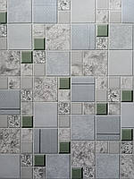 Шпалери вінілові супермийка "Стела" арт.46.4 (економ) для кухні, ванної, коридору, сіро-зелені 0,53*10 м
