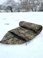 Спальный мешок зимний тёплый с синтепоном и флисом. Пиксель