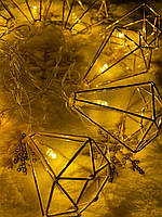 Светодиодная гирлянда Кристалл,10 металлических фигурок,золото, с переходником