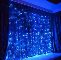 Гирлянда светодиодная, штора Дождь 3*2 м, с переходником 240 LED Синий