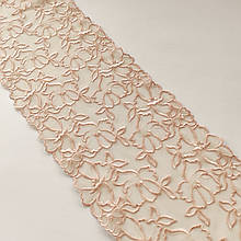 Ажурне мереживо вишивка на сітці: золотисто-бежева нитка на бежевій сітці , ширина 18 см