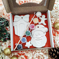 16*16 см Новорічний набір з фарбами гіпсові фігурки для малювання новорічні подарунки дітям в садочок школу